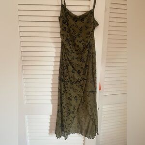 Floral Olive Green Dress